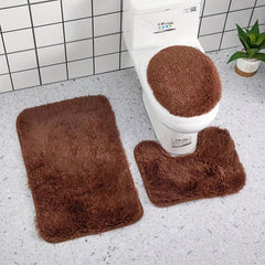 3pc Plush Bathroom Mats Set Non Slip Bathroom Rug Toilet U Shape Mat Toilet Lid