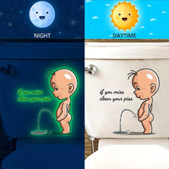 Luminous Villain Toilet Lid Decal Self Adhesive Sticker Bathroom Decor