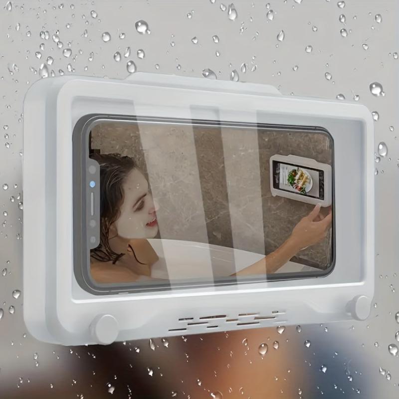 Waterproof Shower Phone Holder Anti Fog Touch Screen Bathroom Mirror Mount