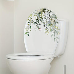 Leaf Pattern Toilet Lid Decal Bathroom Decor Sticker