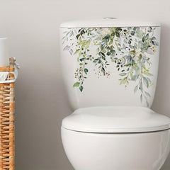 Leaf Pattern Toilet Lid Decal Bathroom Decor Sticker