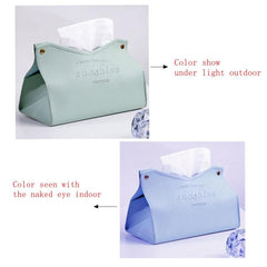 Decorative Tissue Box Cover V Opening PU Leather Tissue Holder