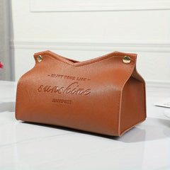 Decorative Tissue Box Cover V Opening PU Leather Tissue Holder