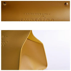 Decorative Tissue Box Cover V Opening PU Leather Tissue Holder