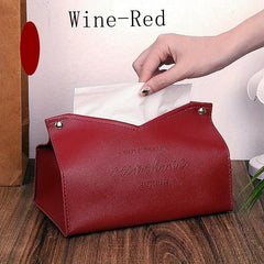Decorative Tissue Box Cover V Opening PU Leather Tissue Holder