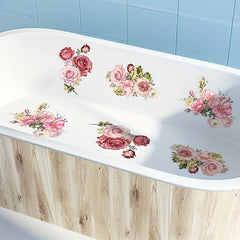 6pcs Flower Pattern Waterproof Bathtub Sticker Self Adhesive Decal