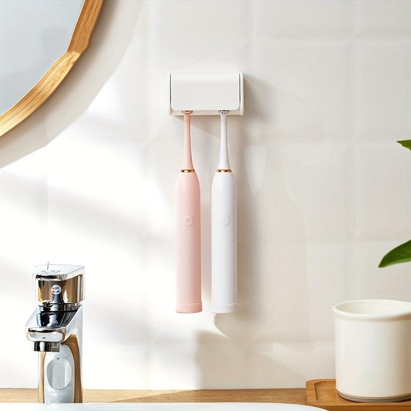 Dustproof Wall Mounted Toothbrush Holder 2 Slots Self Adhesive Organizer