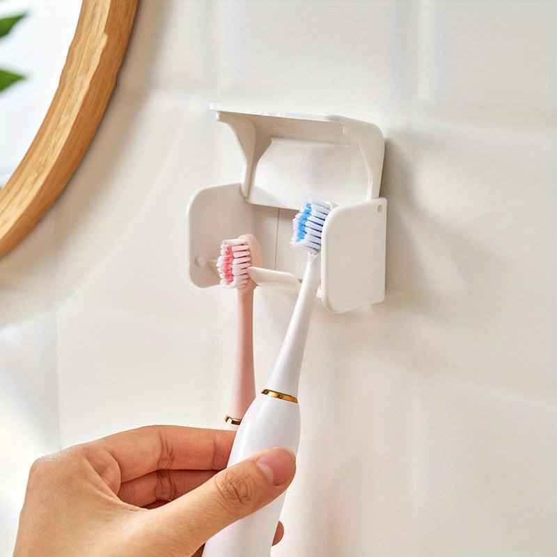 Dustproof Wall Mounted Toothbrush Holder 2 Slots Self Adhesive Organizer