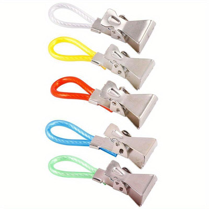 5pcs Waterproof Towel Clips with Loops for Bathroom Towels Storage