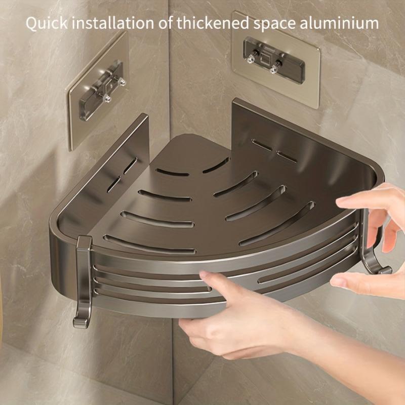 Corner Shower Caddy Aluminum Wall Mounted Bathroom Shelf