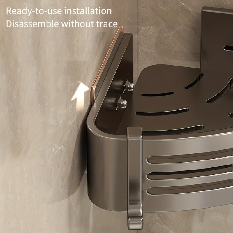 Corner Shower Caddy Aluminum Wall Mounted Bathroom Shelf