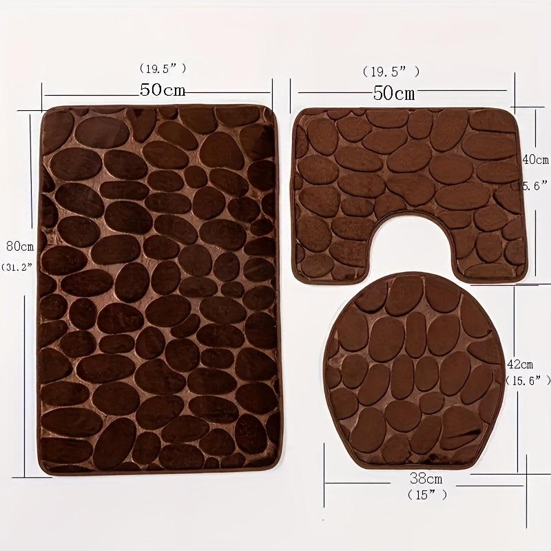 3pcs Non Slip Bathroom Rugs Set Quick Absorption Bathroom Decor