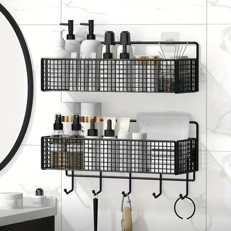 Wall Mounted Bathroom Storage Rack Shower Caddy Basket Organizer