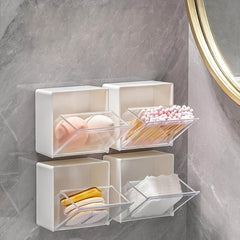 Wall Mounted Flap Storage Box Bathroom Dust-proof Organizer Box