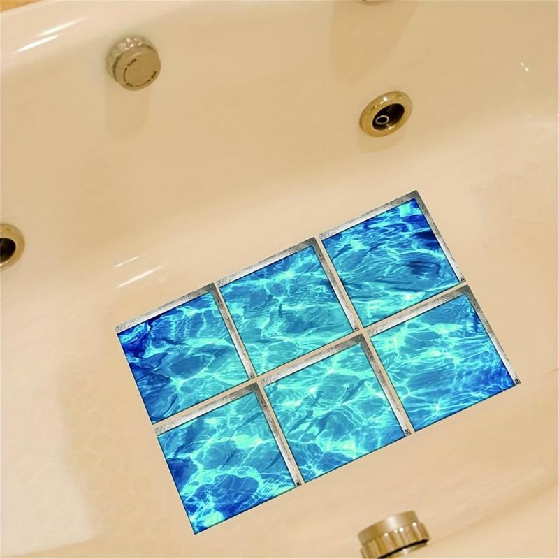 6pcs Under The Sea World 3D Waterproof Bath Decal Self Adhesive Bathroom Sticker
