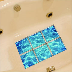6pcs Under The Sea World 3D Waterproof Bath Decal Self Adhesive Bathroom Sticker