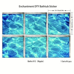 6pcs Under The Sea World 3D Waterproof Bath Decal Self Adhesive Bathroom Sticker