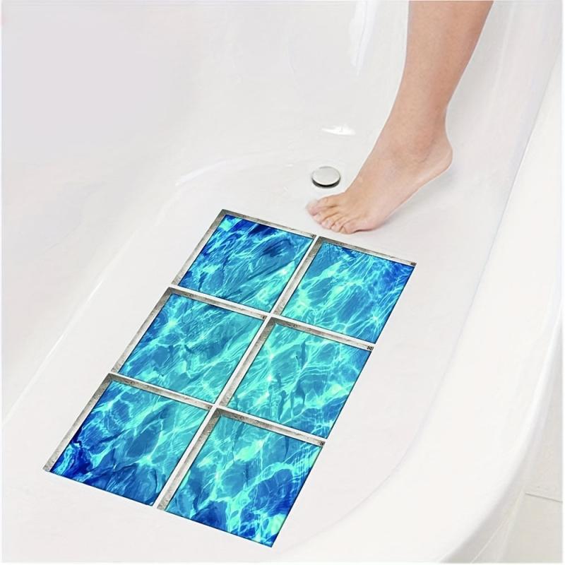 6pcs Under The Sea World 3D Waterproof Bath Decal Self Adhesive Bathroom Sticker