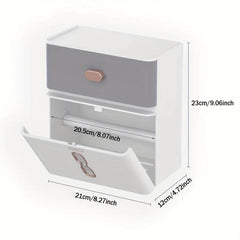 Double Layer Wall Mounted Tissue Box Plastic Tissue Holder For Bathroom