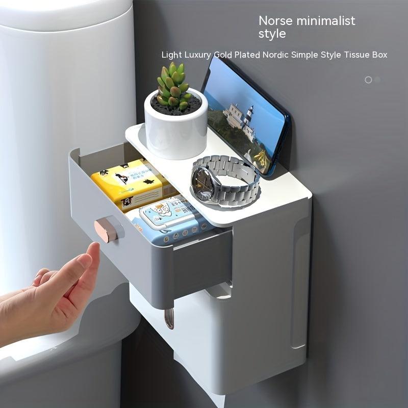Double Layer Wall Mounted Tissue Box Plastic Tissue Holder For Bathroom