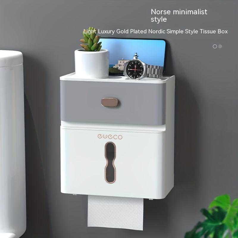 Double Layer Wall Mounted Tissue Box Plastic Tissue Holder For Bathroom