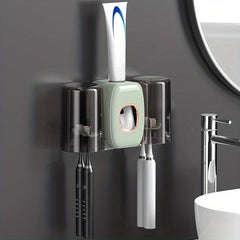 Auto Toothpaste Squeezer & Toothbrush Holder Set Wall Mounted