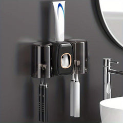 Auto Toothpaste Squeezer & Toothbrush Holder Set Wall Mounted