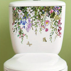 Floral Butterfly Toilet Bowl Sticker Waterproof Vinyl Decals for Bathroom