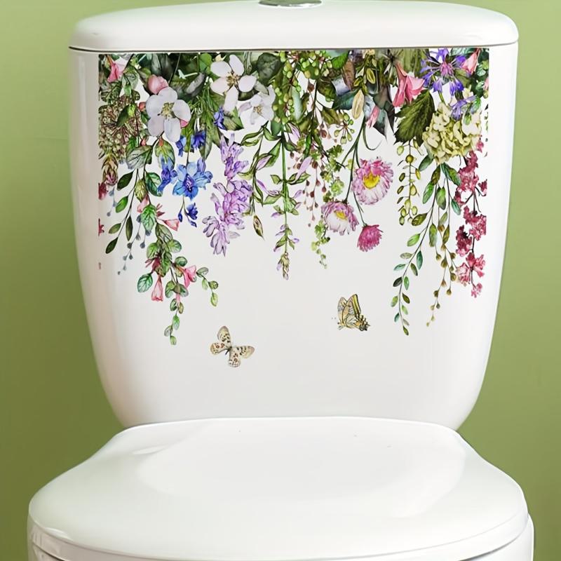 Floral Butterfly Toilet Bowl Sticker Waterproof Vinyl Decals for Bathroom