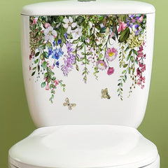 Floral Butterfly Toilet Bowl Sticker Waterproof Vinyl Decals for Bathroom