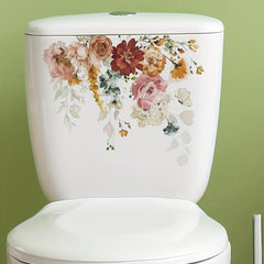 Floral Butterfly Toilet Bowl Sticker Waterproof Vinyl Decals for Bathroom