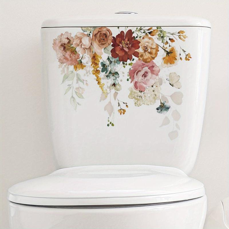 Floral Butterfly Toilet Bowl Sticker Waterproof Vinyl Decals for Bathroom