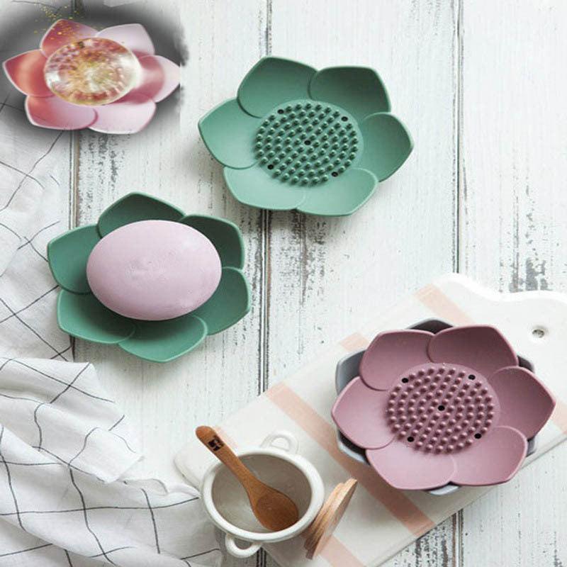Lotus Shape Soap Box Non Slip Silicone Soap Dish