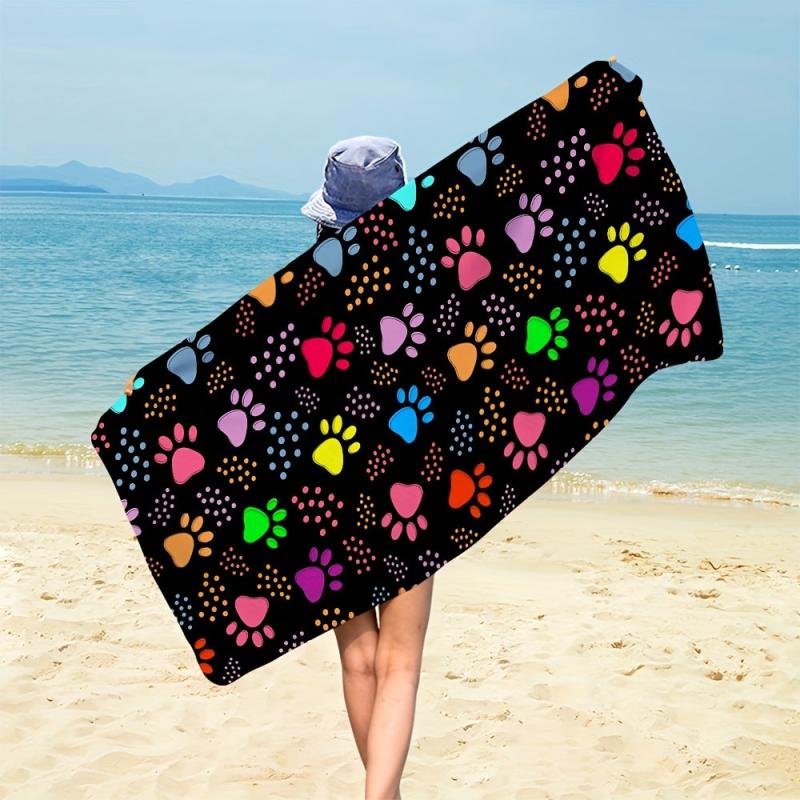Stylish Bear Paw Microfiber Beach Towel - Thick & Absorbent