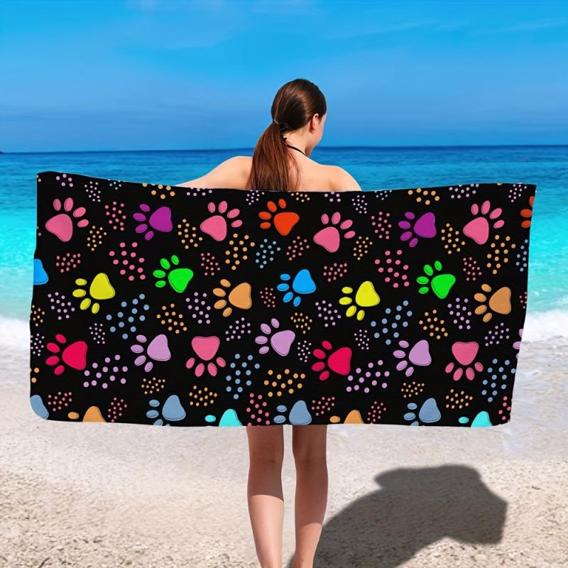 Stylish Bear Paw Microfiber Beach Towel - Thick & Absorbent