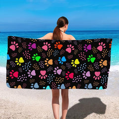 Stylish Bear Paw Microfiber Beach Towel - Thick & Absorbent