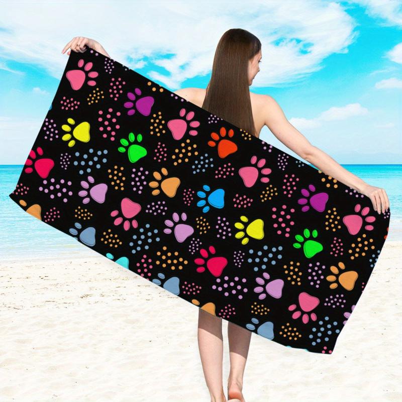 Stylish Bear Paw Microfiber Beach Towel - Thick & Absorbent