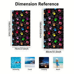 Stylish Bear Paw Microfiber Beach Towel - Thick & Absorbent