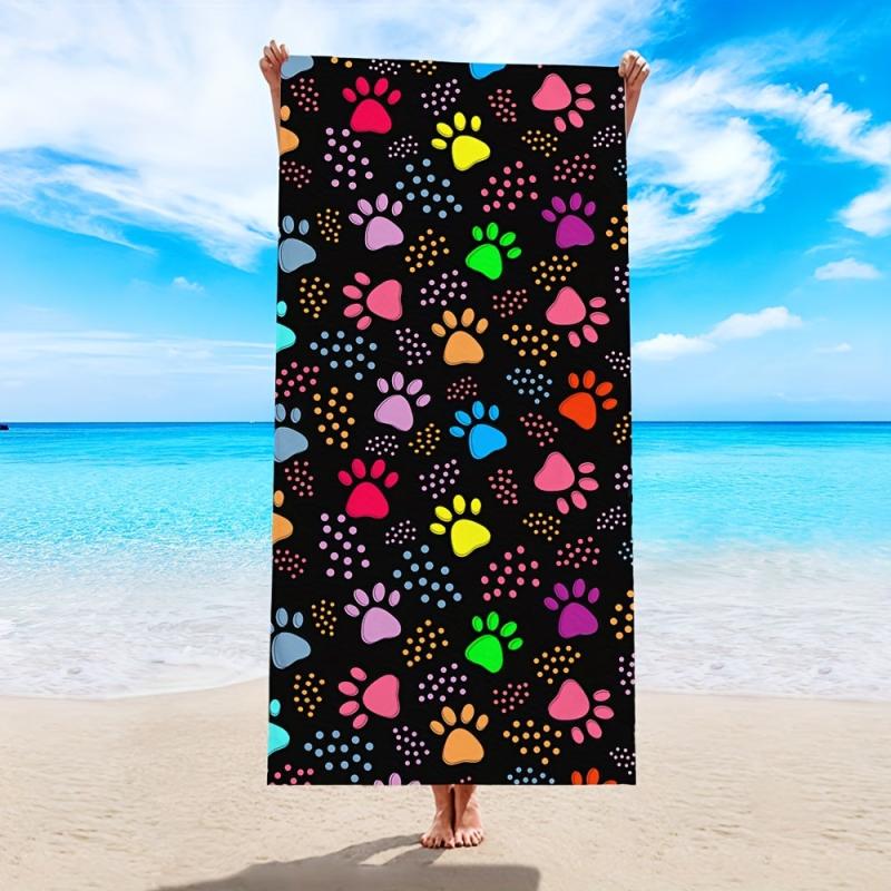 Stylish Bear Paw Microfiber Beach Towel - Thick & Absorbent