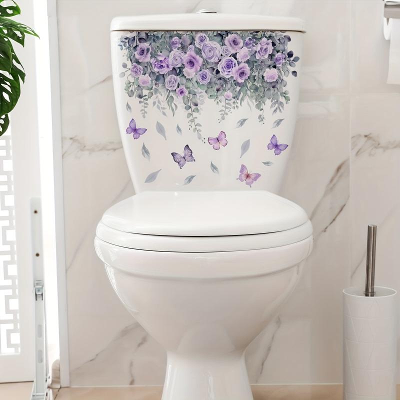 Plant Flower Butterfly Wall Sticker Toilet Sticker Bathroom Home Decoration