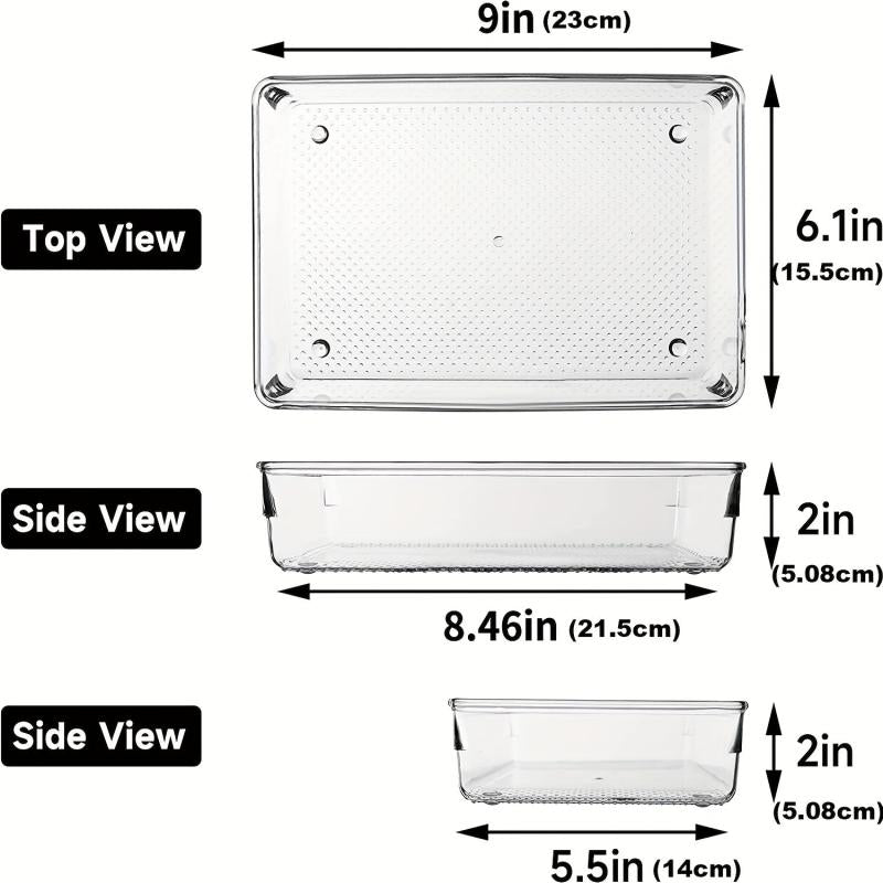 6pcs Desk Drawer Organizers Transparent Plastic Customize Layout Storage Bins