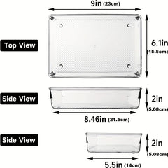 6pcs Desk Drawer Organizers Transparent Plastic Customize Layout Storage Bins