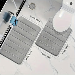 2pcs Memory Foam Bathroom Mats Set Non Slip Soft and Absorbent U Shape Mat