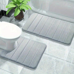 2pcs Memory Foam Bathroom Mats Set Non Slip Soft and Absorbent U Shape Mat