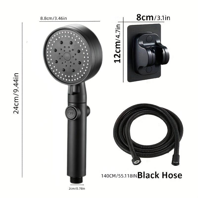 Adjustable High Pressure Shower Head Set - 5 Modes, Wall Mounted Bracket, Hose