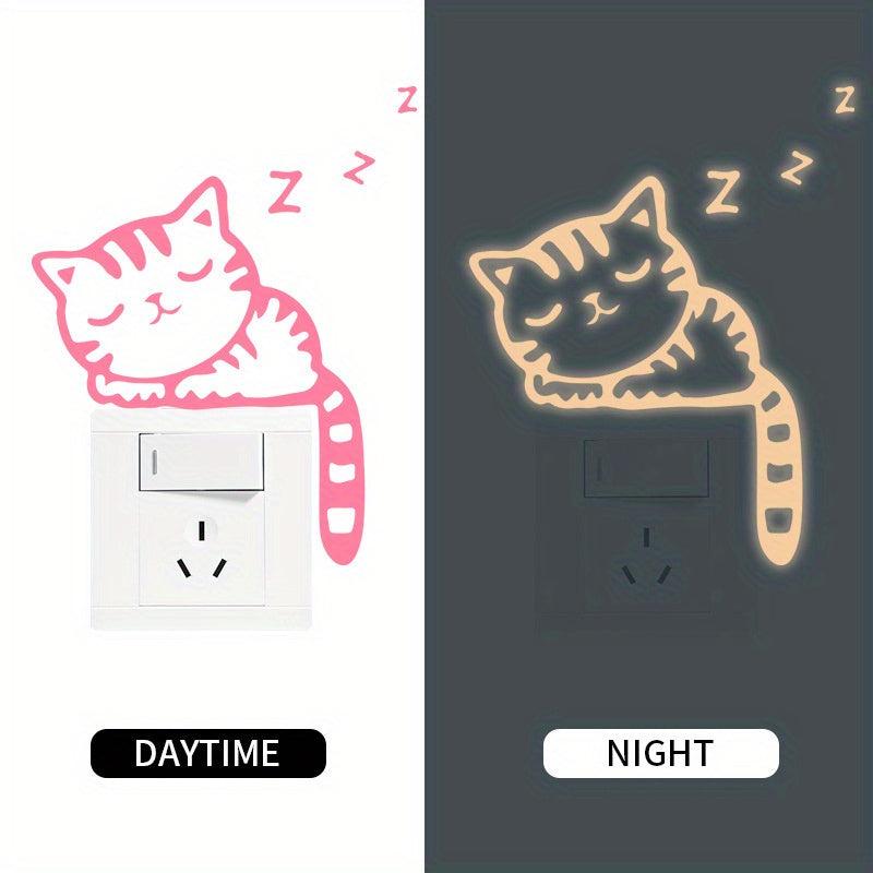 Luminous Cat Pattern Switch Sticker Glow in the Dark Wall Sticker