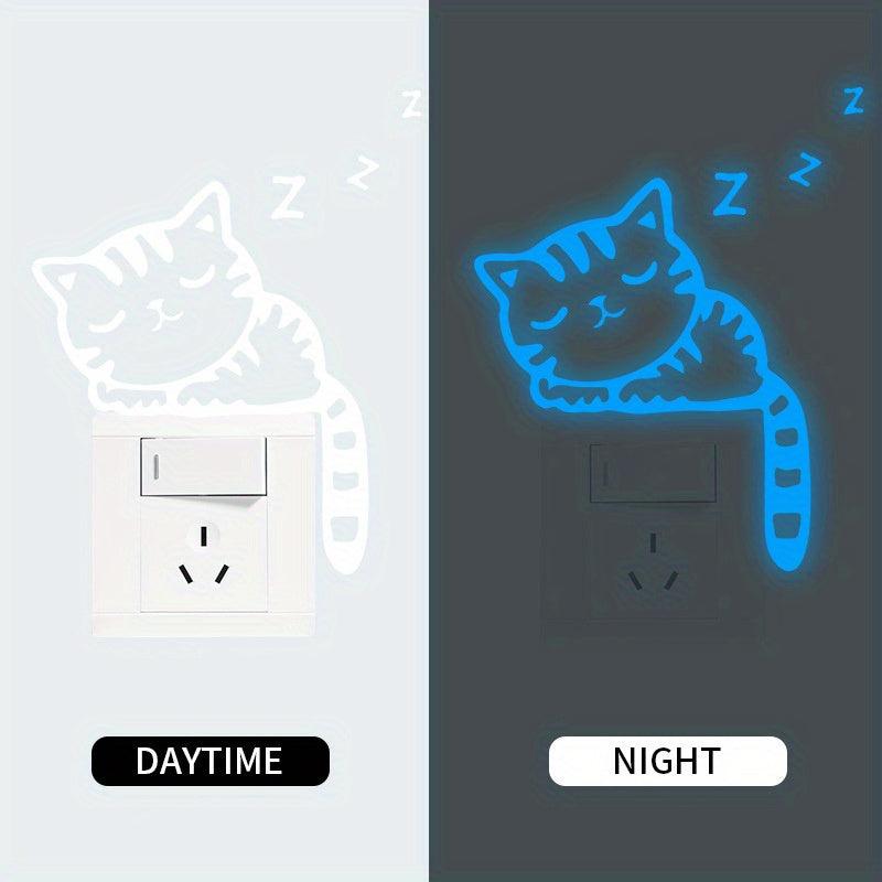 Luminous Cat Pattern Switch Sticker Glow in the Dark Wall Sticker