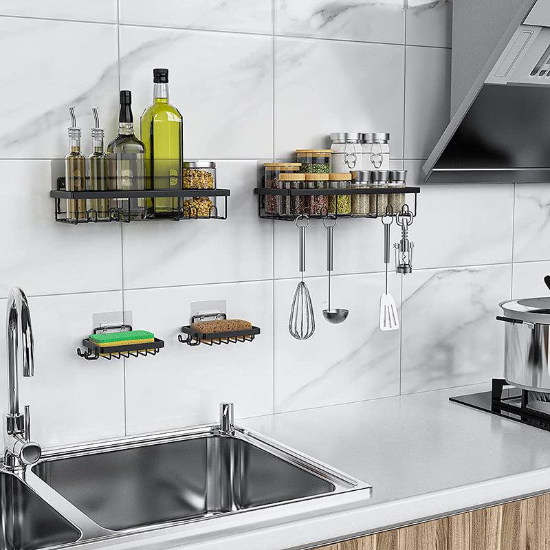 Rustproof Shower Caddy with Hooks - Wall Mounted Adhesive Organizer