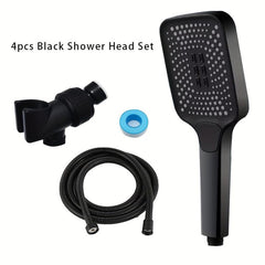 4pcs High Pressure Shower Head Set 3 Mode Square Water Saving Spray N