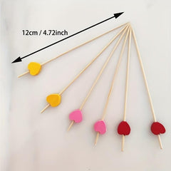 100pcs Bamboo Heart Food Skewers Cocktail Party Supplies
